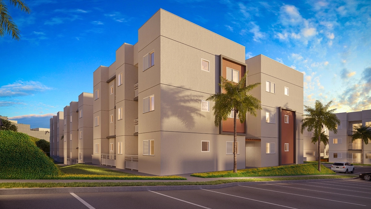Foto de Condomínio Raízes em Bragança Paulista/SP. Apto novo com 2 dorms, garden ou sacada, lazer completo, entrada facilitada e financiamento. Viva com segurança e natureza!